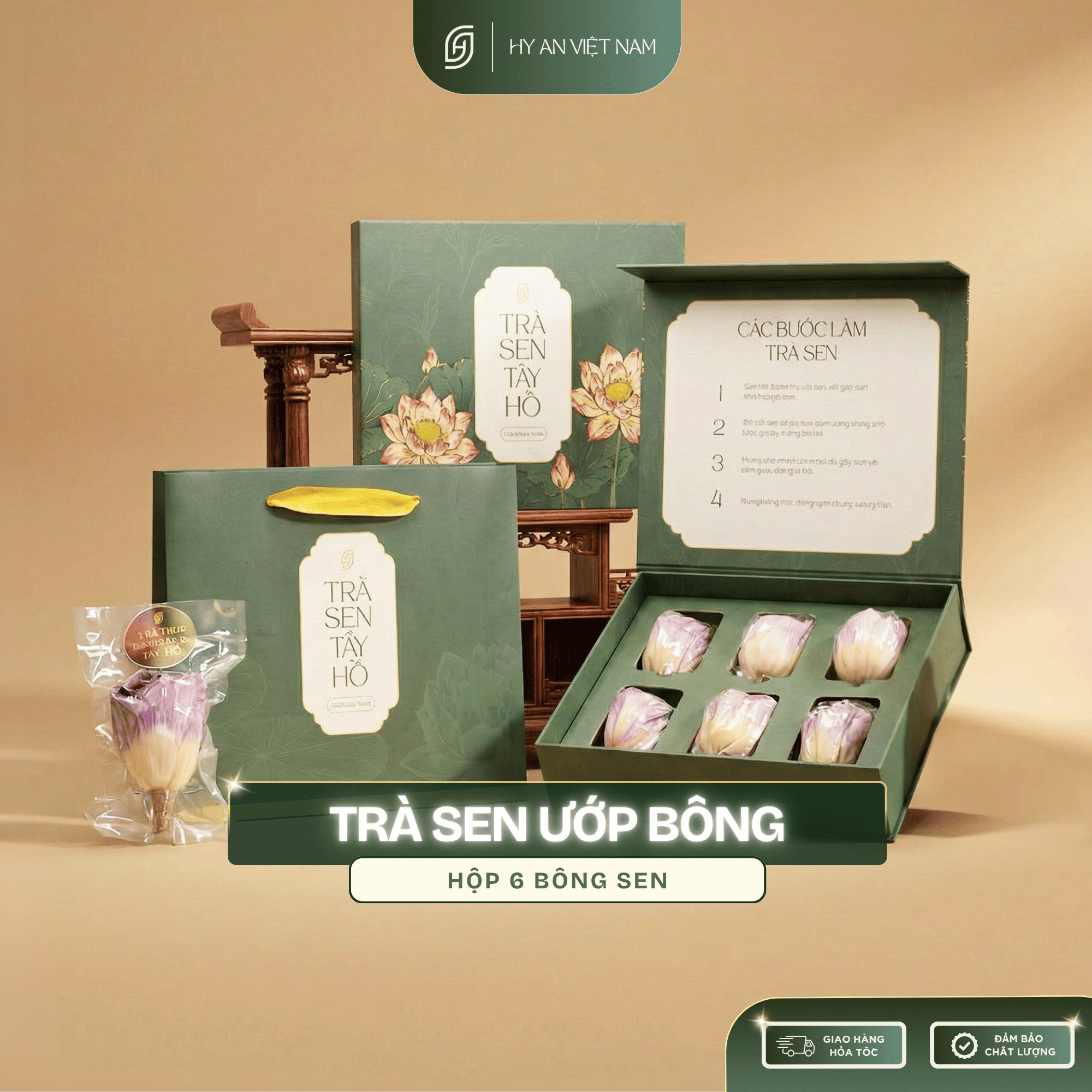 Trà ướp bông sen Tây Hồ - Quà biếu cao cấp